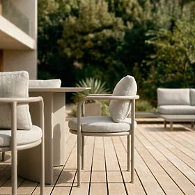 Sedia da giardino Amarello in alluminio, beige chiaro/beige-grigio, arrotondata
