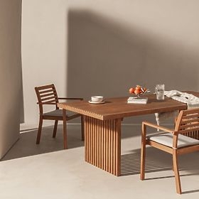 Sedia da giardino Familis ll in legno di eucalipto FSC, finitura teak, grigio chiaro