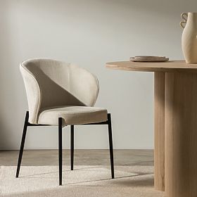 Sedia da pranzo Avery beige chiaro/gambe nere, lectus