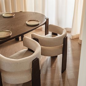 Sedia da pranzo Bruna, beige, rovere mocha, lectus