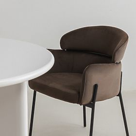 Sedia da pranzo Granda, cioccolato/espresso, velluto, lectus