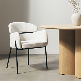 Sedia da pranzo Granda, ecru/gambe nere, lectus