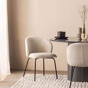 Sedia da pranzo Larisa, beige chiaro/gambe nere, lectus