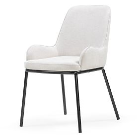 Sedia da pranzo Lorenzo, beige chiaro/gambe nere