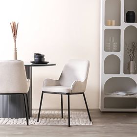 Sedia da pranzo Lorenzo, beige chiaro/gambe nere