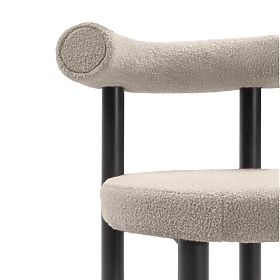 Sedia da pranzo Pedro, marrone-grigio/gambe nere, boucle