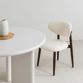 Sedia da pranzo Senya ecru/noce