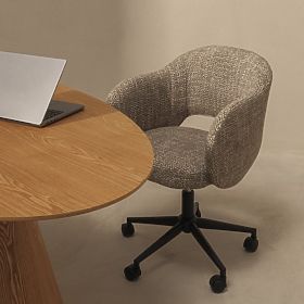 Sedia girevole Garen, beige-grigio/gambe nere