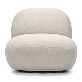 Sedia girevole Mikado, beige chiaro, bouclé, forme arrotondate