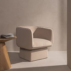 Sedia girevole One beige chiaro, velluto, lectus