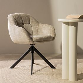 Sedia girevole Santos beige chiaro/gambe nere, lectus