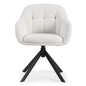 Sedia girevole Santos beige-crema/gambe nere