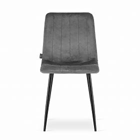 Sedia imbottita 4 pezzi - velluto grigio scuro, LEOBERT
