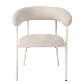 Sedia imbottita Campo, beige/gambe bianche, boucle