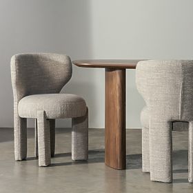 Sedia imbottita Elaine beige, forma arrotondata, lectus