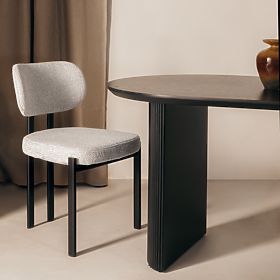 Sedia imbottita Flare, beige/gambe nere, lectus