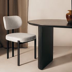 Sedia imbottita Flare, beige/gambe nere, lectus