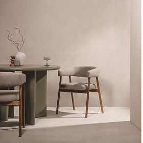 Sedia imbottita Giovani, marrone chiaro/legno di quercia, arrotondata, lectus