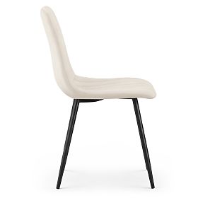 Sedia imbottita in velluto con cuciture Beige LIVO Gambe nere