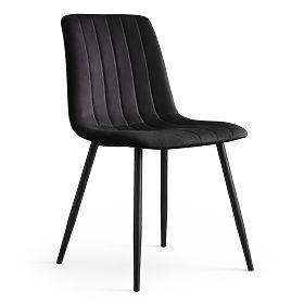Sedia imbottita in velluto con cuciture nere LIVO Gambe nere