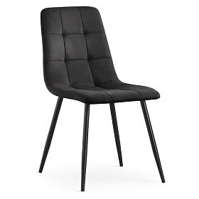 Sedia imbottita in velluto con cuciture NERO Gambe nere