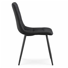 Sedia imbottita in velluto con cuciture NERO Gambe nere