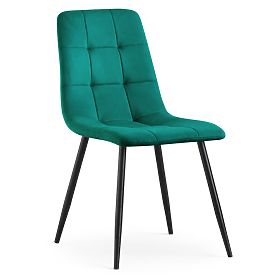 Sedia imbottita in velluto con cuciture Verde Bottiglia NERO Gambe nere