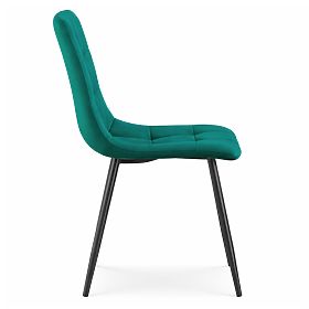 Sedia imbottita in velluto con cuciture Verde Bottiglia NERO Gambe nere