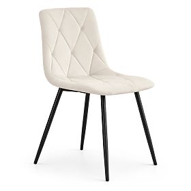 Sedia imbottita in velluto trapuntata Beige MILO Gambe nere