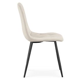 Sedia imbottita in velluto trapuntata Beige MILO Gambe nere