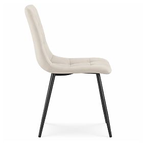 Sedia imbottita in velluto trapuntata Beige NERO Gambe nere