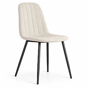 Sedia imbottita in velluto trapuntato Beige LUMO Gambe nere