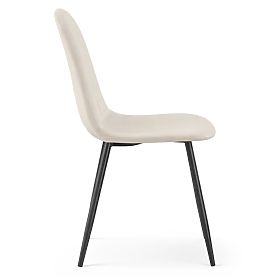 Sedia imbottita in velluto trapuntato Beige LUMO Gambe nere