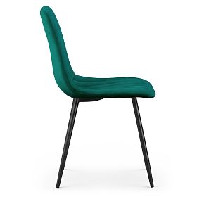Sedia imbottita in velluto trapuntato Verde Bottiglia LIVO Gambe nere