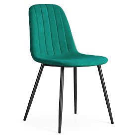 Sedia imbottita in velluto trapuntato Verde Bottiglia LUMO Gambe Nere