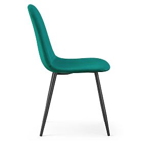 Sedia imbottita in velluto trapuntato Verde Bottiglia LUMO Gambe Nere