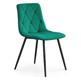 Sedia imbottita in velluto trapuntato Verde Bottiglia MILO Gambe Nere