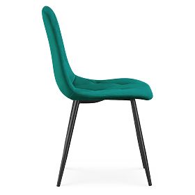 Sedia imbottita in velluto trapuntato Verde Bottiglia MILO Gambe Nere