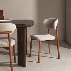 Sedia imbottita Merano beige/noce chiaro