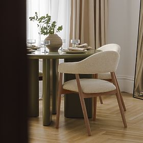 Sedia imbottita Sorrento, beige, bouclé/noce chiaro