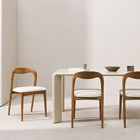 Sedia in legno Harper, arrotondata, naturale/beige chiaro