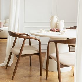 Sedia in legno Ludvika, arrotondata, noce/beige, lectus