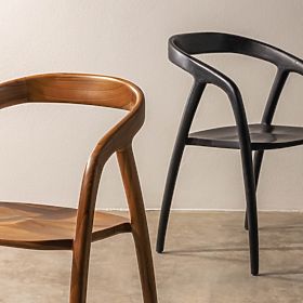 Sedia in legno Sande arrotondata, naturale, legno di teak