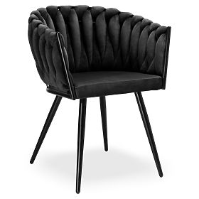 Sedia in velluto intrecciato ASTON VELVET nera