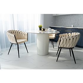 Sedia intrecciata in velluto ASTON VELVET beige
