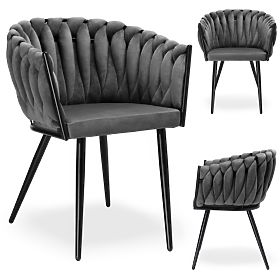 Sedia intrecciata in velluto ASTON VELVET grafite