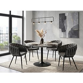 Sedia intrecciata in velluto ASTON VELVET grafite
