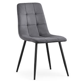 Sedie imbottite in velluto trapuntato Grafite Scuro NERO Gambe Nere