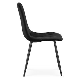Sedie imbottite in velluto trapuntato Nero MILO Gambe nere