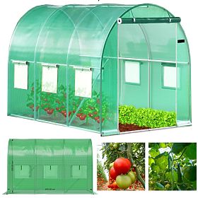 Serra a tunnel da giardino in pellicola 4x2,5x2 m 10 m² telaio in metallo pellicola UV, Bauerkraft